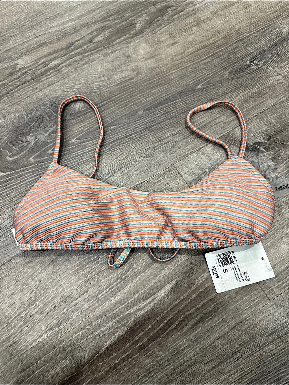 Forever 21 Striped Bikini Top Orange & Blue Small NWT